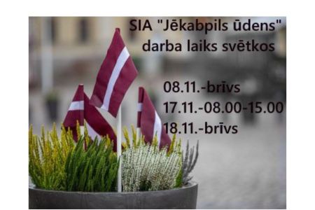 SIA Jēkabpils ūdens darba laiks svētkos
