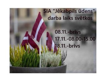 SIA Jēkabpils ūdens darba laiks svētkos
